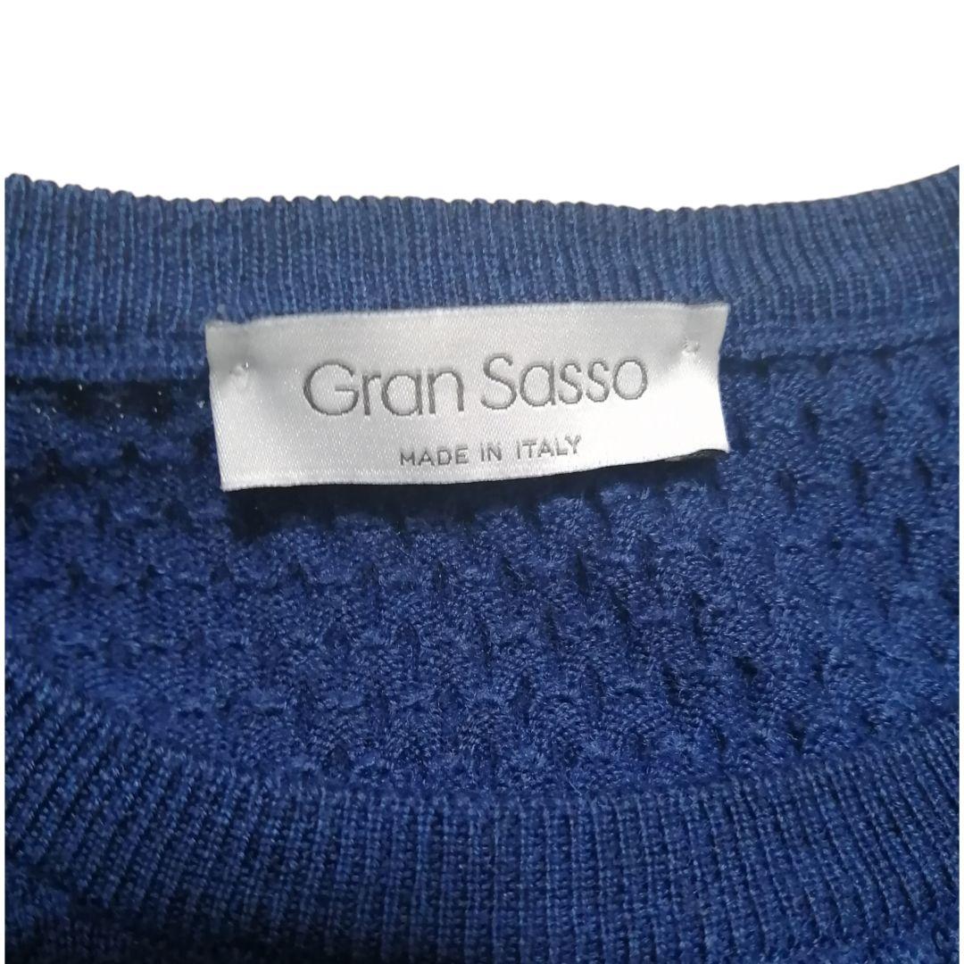 Gran Sasso グランサッソ クルーネックニット ブルー 48 イタリア製