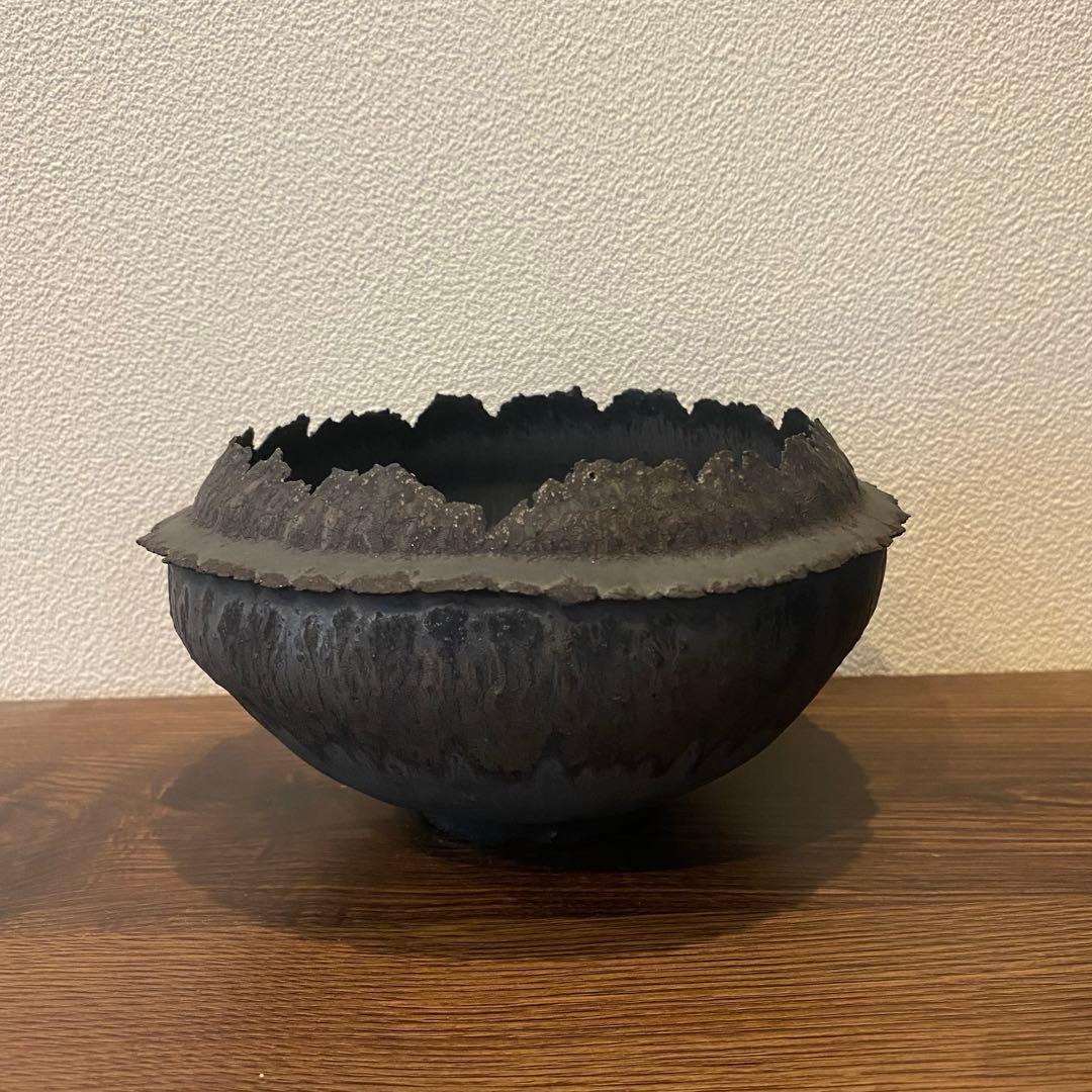 細川政己　大鉢　陶器鉢　Y鉢　yellgreen