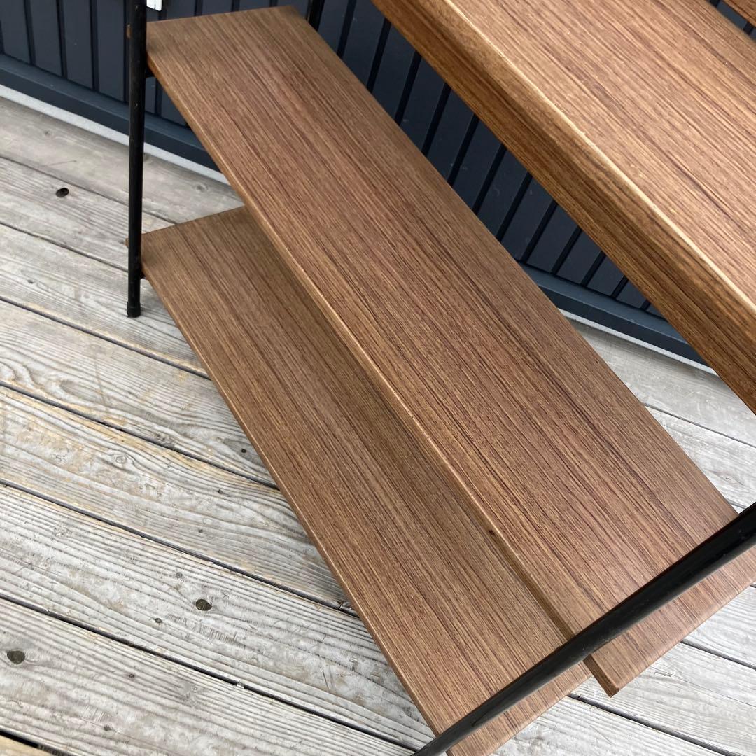 昭和レトロ ミッドセンチュリー 木目柄スチールラック オープンラック 本棚飾り棚