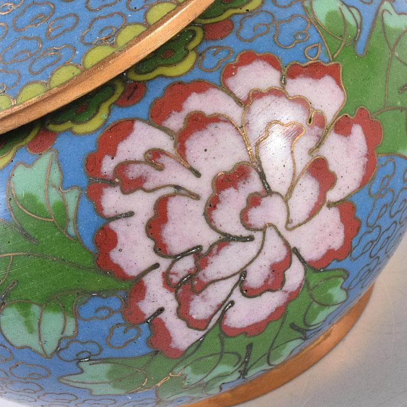 中国　古七宝琺瑯彩　花文　蓋爐　香炉　煎茶碗　3点まとめて　V　R8616