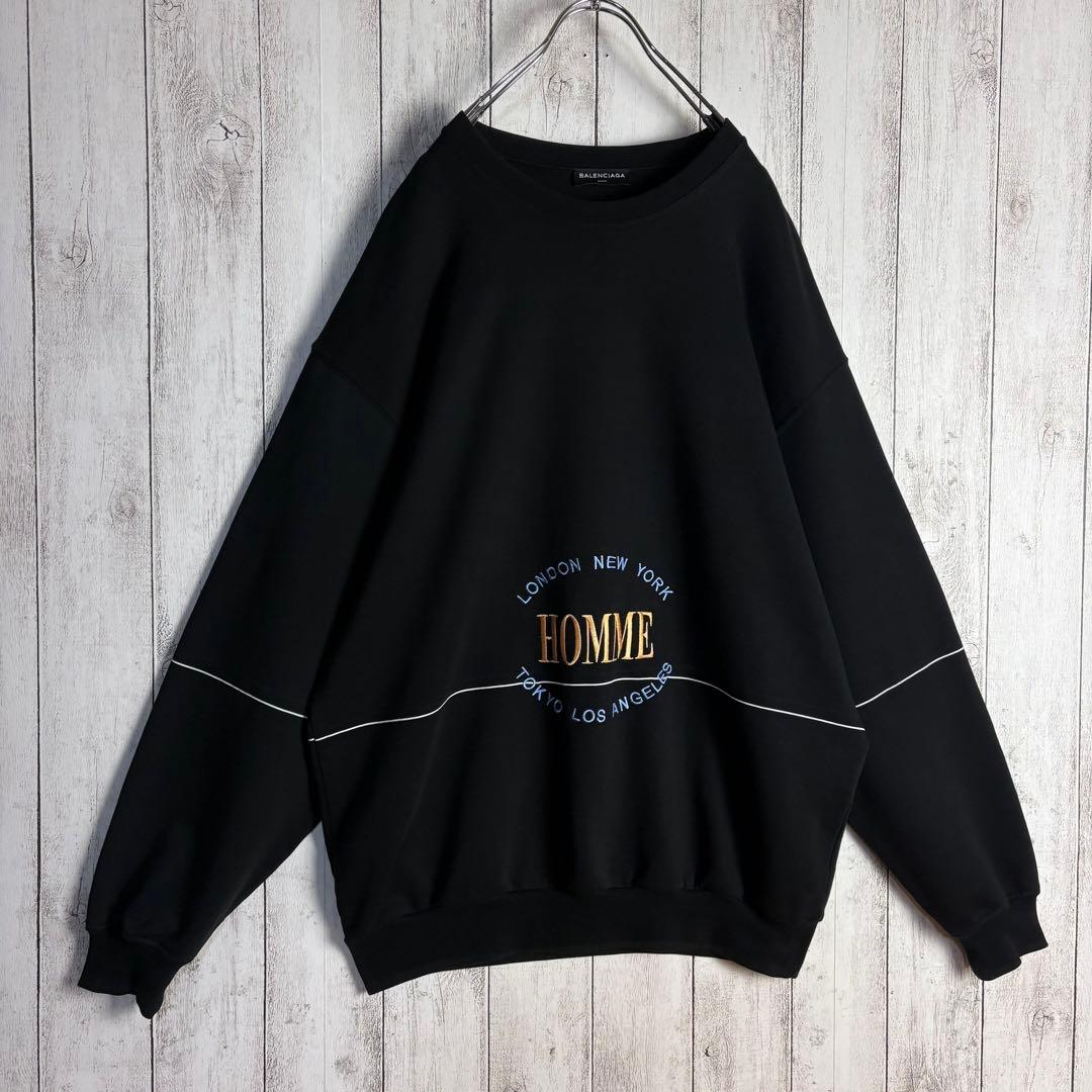 372【未使用級】バレンシアガ☆刺繍ロゴ入りスウェット Homme 17AW