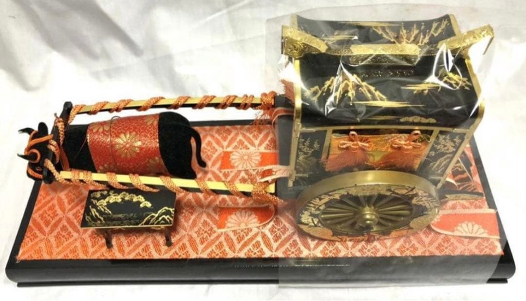 未開封 美品 雛人形 御所車 牛車 金 ひな人形 雛道具 雛飾り 和食器 高価