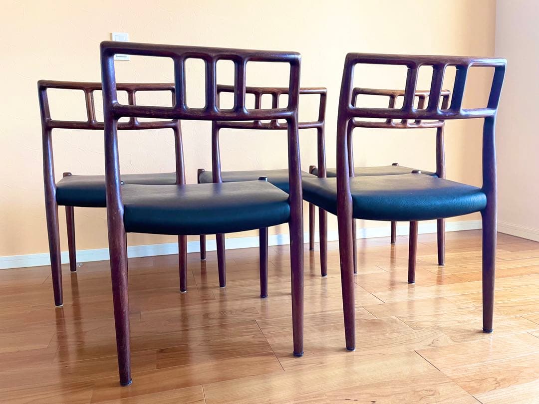 ダイニングチェア4脚　デンマークニールス・モラー チーク材 椅子　大塚家具リペア