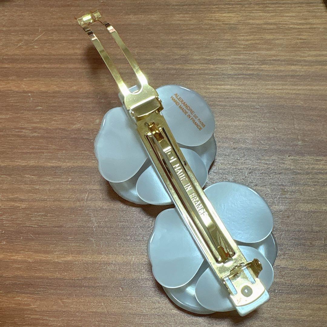 ALEXANDRE DE PARIS カメリア ホワイト 双子カメリア バレッタ