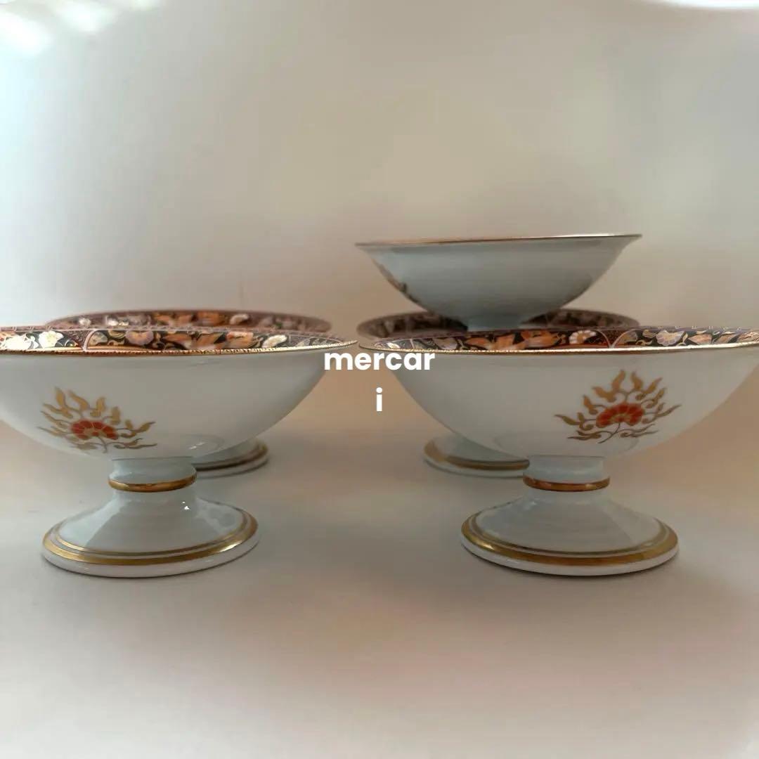 有田焼　其泉　金彩　黒外濃金海松鳳凰文 高台　5鉢揃い　コンポート皿　お祝い