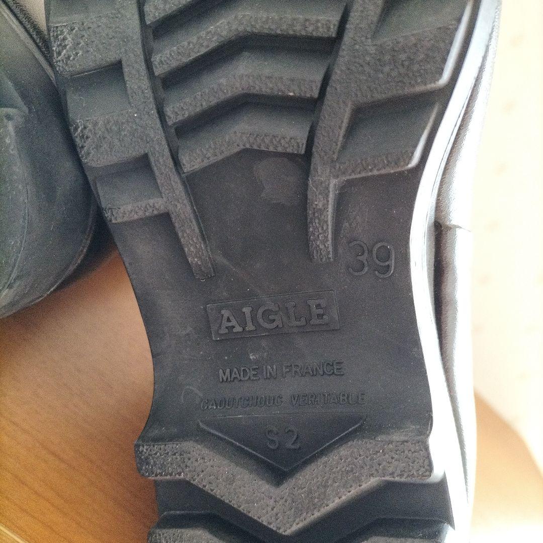 AIGLE ダークブラウン ロングレインブーツ