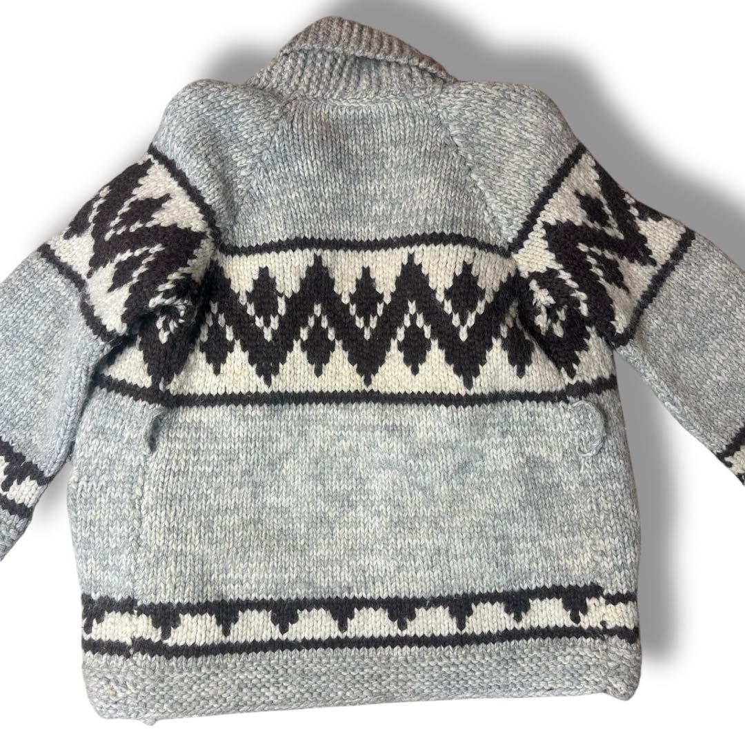 XL位 カウチンニット カウチンガウン ノルディク柄 肉厚 グレー カーディガン