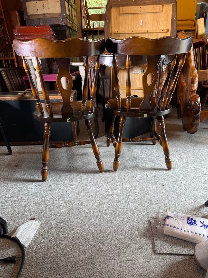 飛騨産業 キツツキ ウィンザーチェア 2脚セット 国産椅子 昭和レトロ