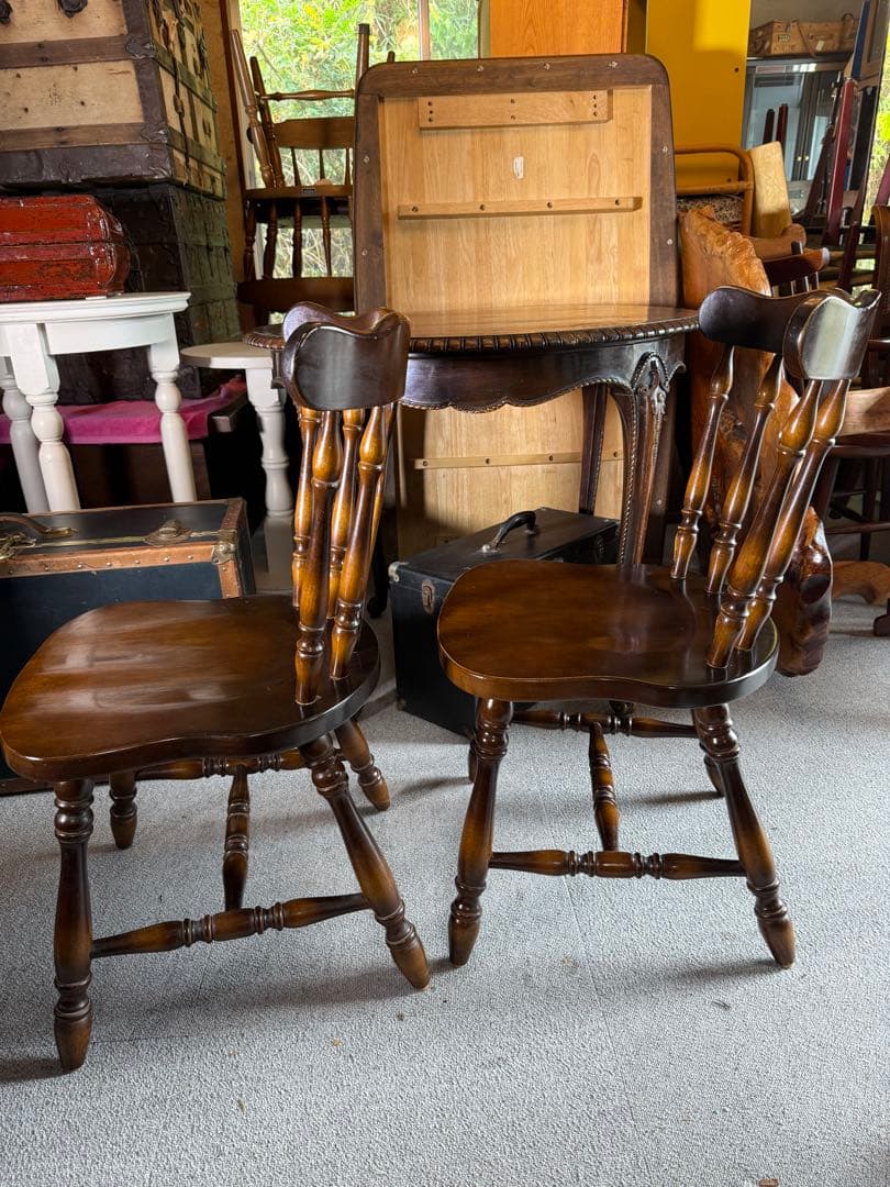 飛騨産業 キツツキ ウィンザーチェア 2脚セット 国産椅子 昭和レトロ