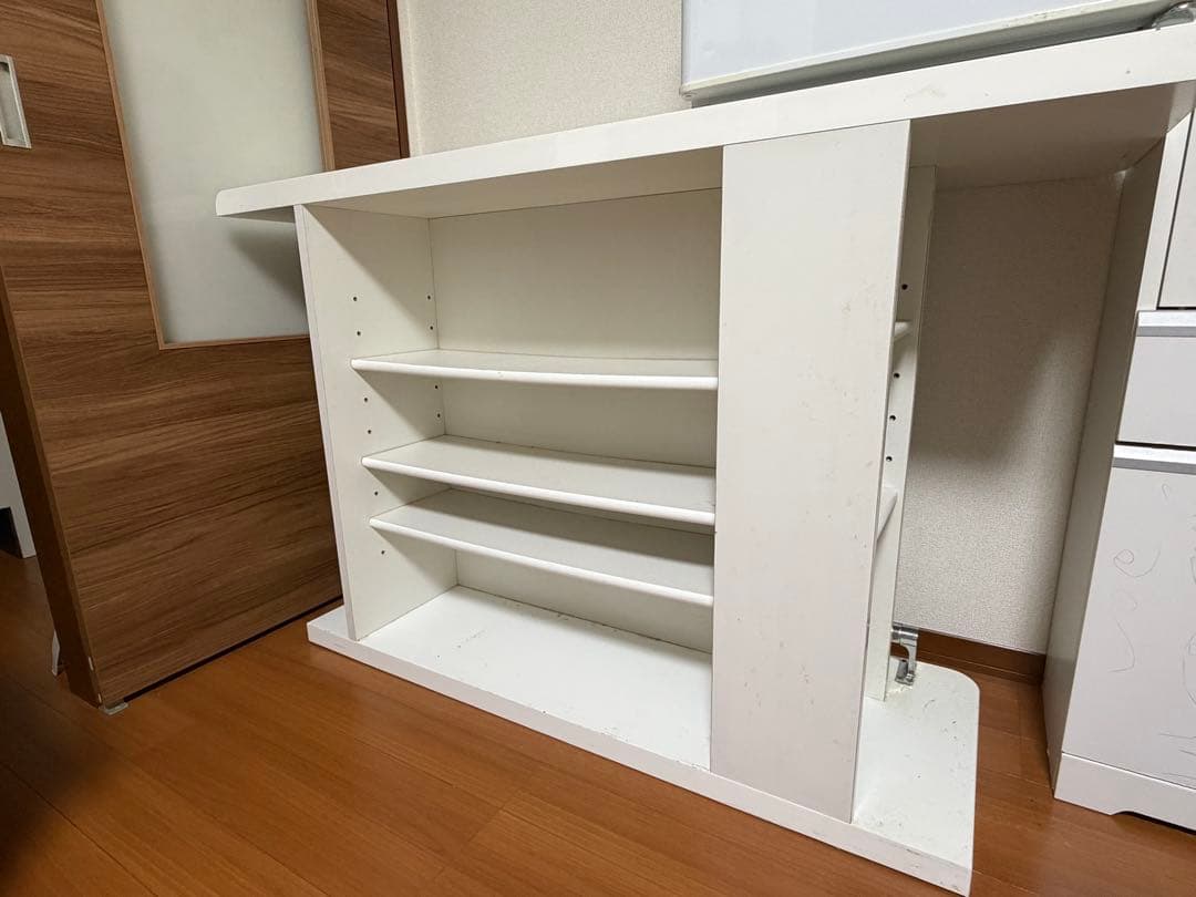 【最終価格】ニトリ　ホワイトカウンターテーブル 収納棚付き 135cm