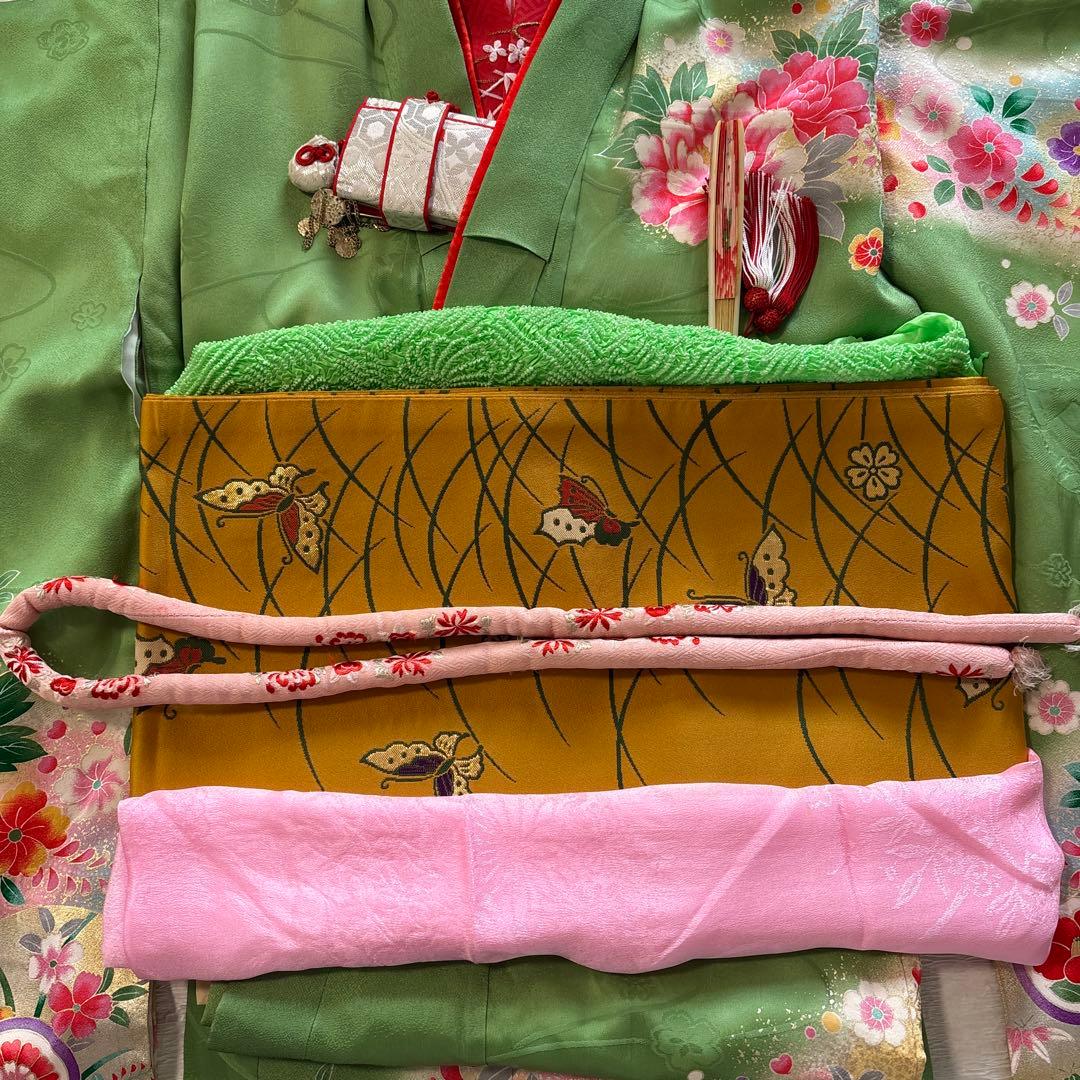 七五三　七歳　正絹着物帯十点セット