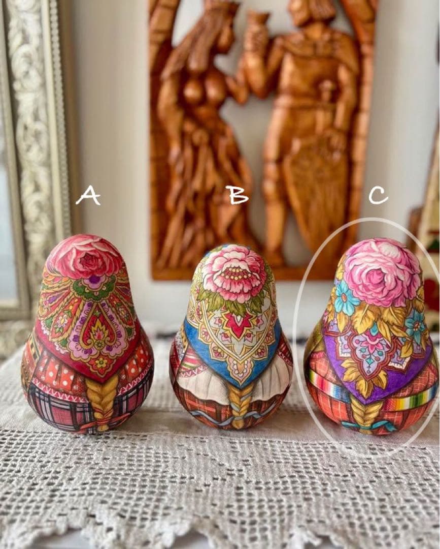 ロシア雑貨☆民族衣装起き上がりこぼし♪プラトークCマトリョーシカ タチアナ作