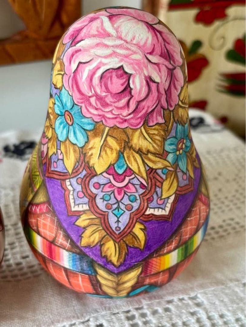 ロシア雑貨☆民族衣装起き上がりこぼし♪プラトークCマトリョーシカ タチアナ作