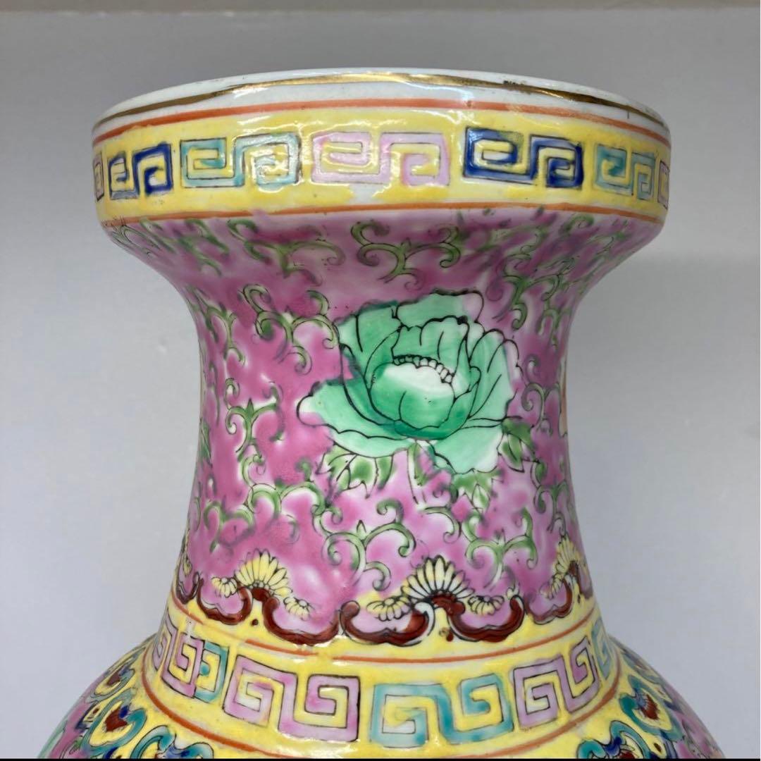 中国美術　景徳鎮銘　粉彩八仙图大花瓶　高さ47㎝。y635