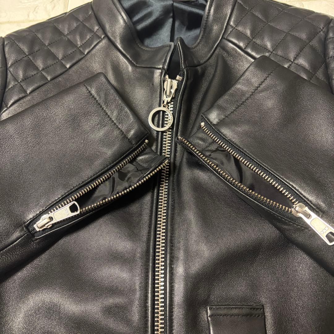 超希少 MARY QUANT レザージャケット ライダース 羊革 M ブラック