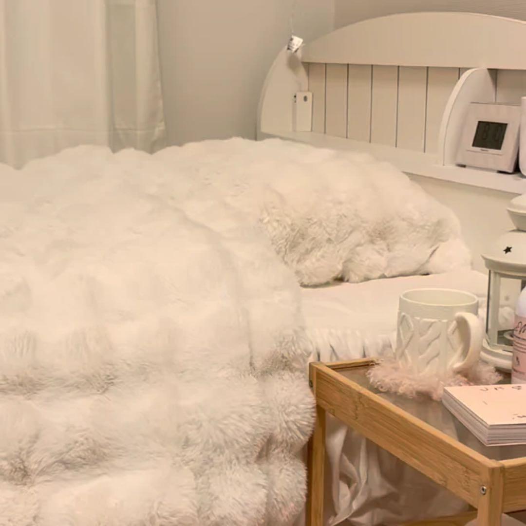 新品 Francfranc ポコモコファー 掛け布団カバー シングルホワイト