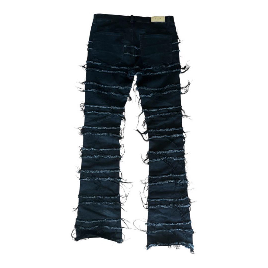 mnml ミニマル　クラッシュデニム　フレアパンツ ブラック　サイズ34