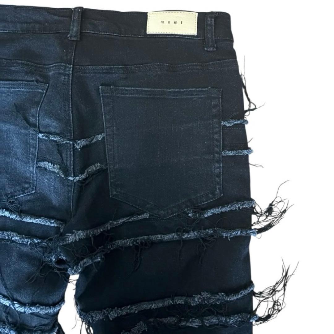 mnml ミニマル　クラッシュデニム　フレアパンツ ブラック　サイズ34
