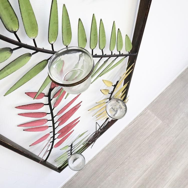 ウォールアートパネル フラワーベース/キャンドルホルダー シダ