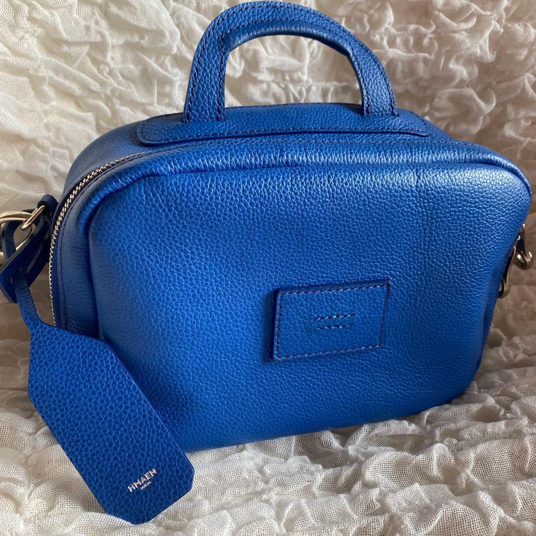 HMAEN アエナ　ブルー青 レザー ショルダーバッグ　ハンドバッグ　藤巻百貨店