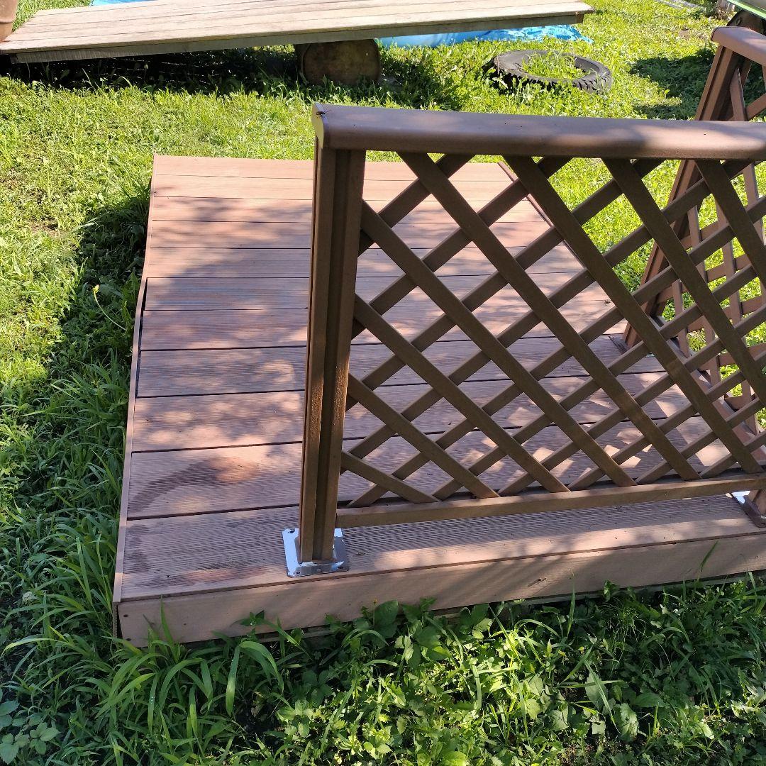 大型　ウッドデッキ　デッキ　人工木　樹脂　フェンス付き　耐久性　引き取り　岩手