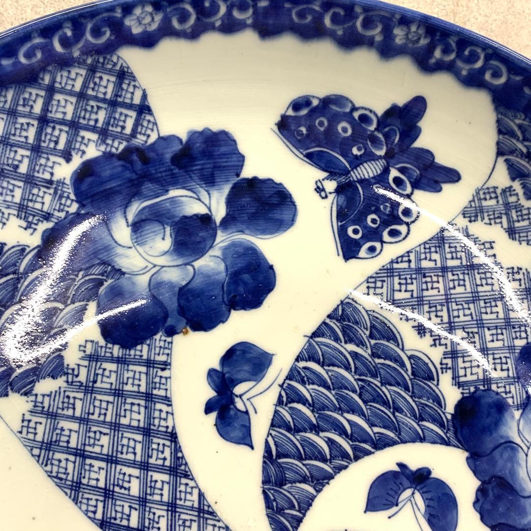 直径 46.6cm ! 大皿 飾り皿 時代物 蝶々 花 昭和レトロ 飾り皿 ③