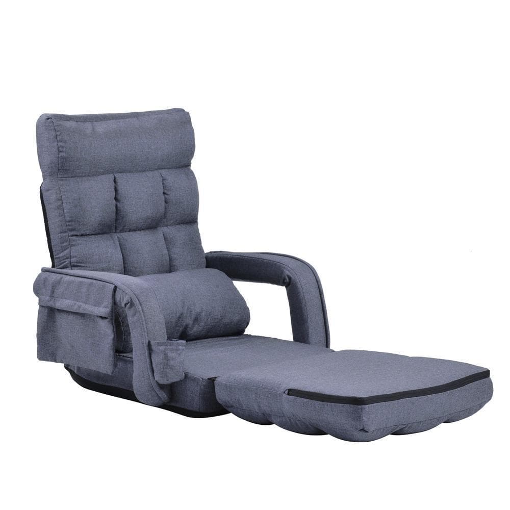 座椅子リクライニング14段ギア リクライニングチェアーコンパクト【ダークブルー】