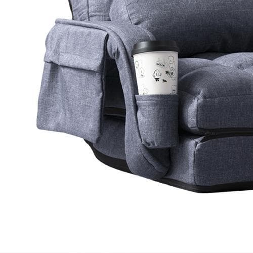 座椅子リクライニング14段ギア リクライニングチェアーコンパクト【ダークブルー】