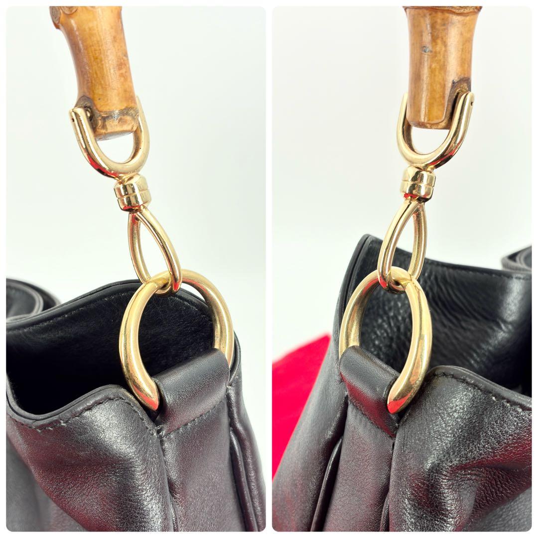 美品　グッチ　ワンショルダー　レザー　ショルダーバッグ　2WAY　ブラック　黒