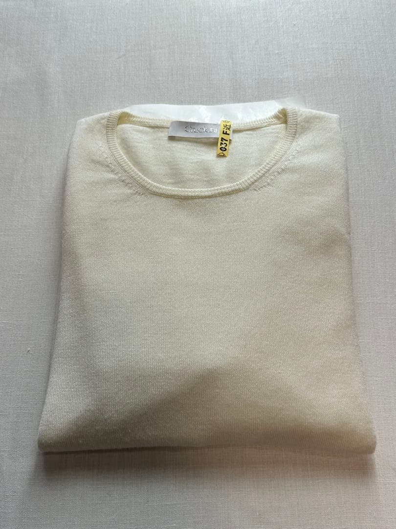 【美品クリーニング済】CRUCIANIクルチアーニホワイトウールクルーネック46