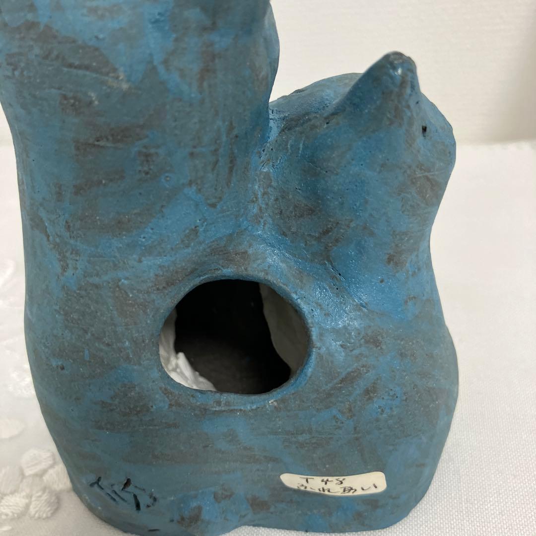 12月6日までお値下げ中！ 長島伸夫　青色 猫の置物