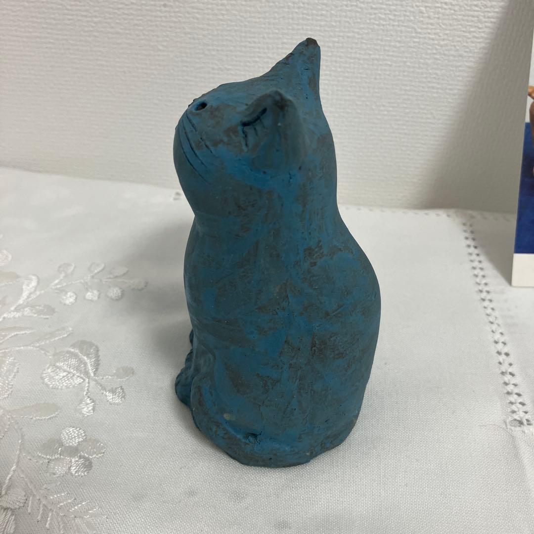 12月6日までお値下げ中！ 長島伸夫　青色 猫の置物