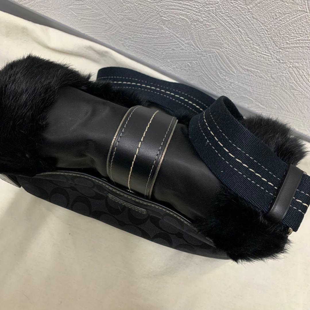 COACH コーチ シグネチャー ソーホー ファー ブラック ショルダーバック