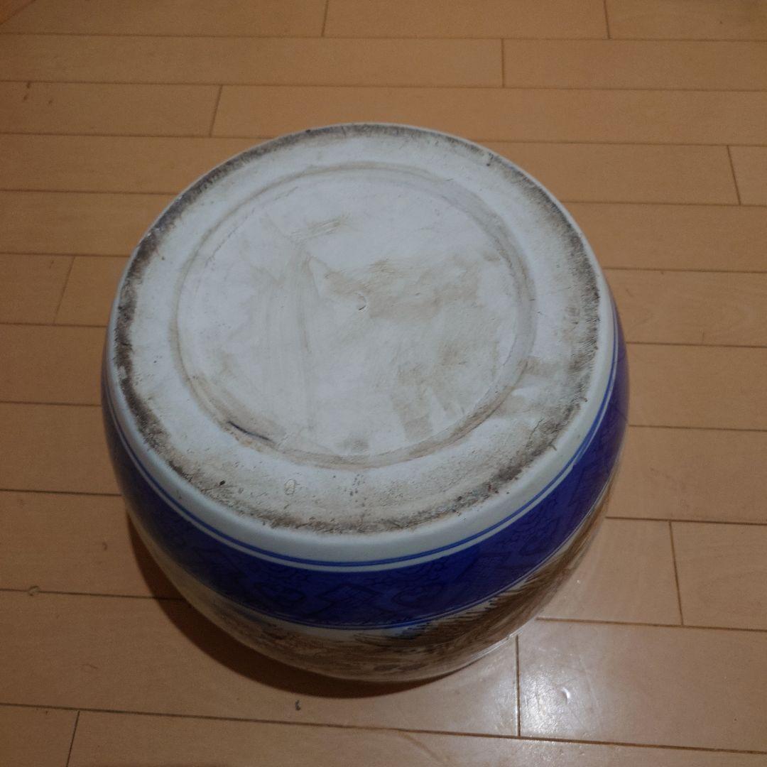 青と白の陶器 火鉢　31cm☓23cm