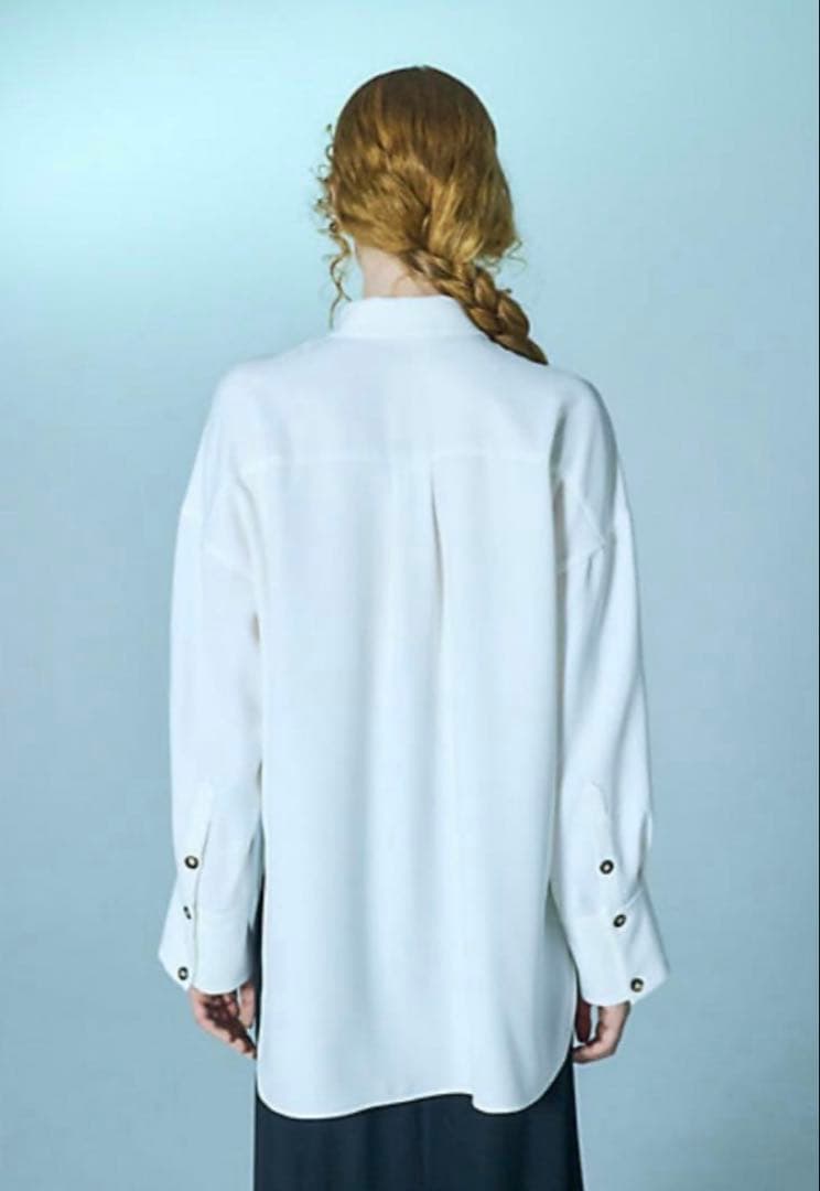 ENFOLD ドレープヘムシャツ ホワイト