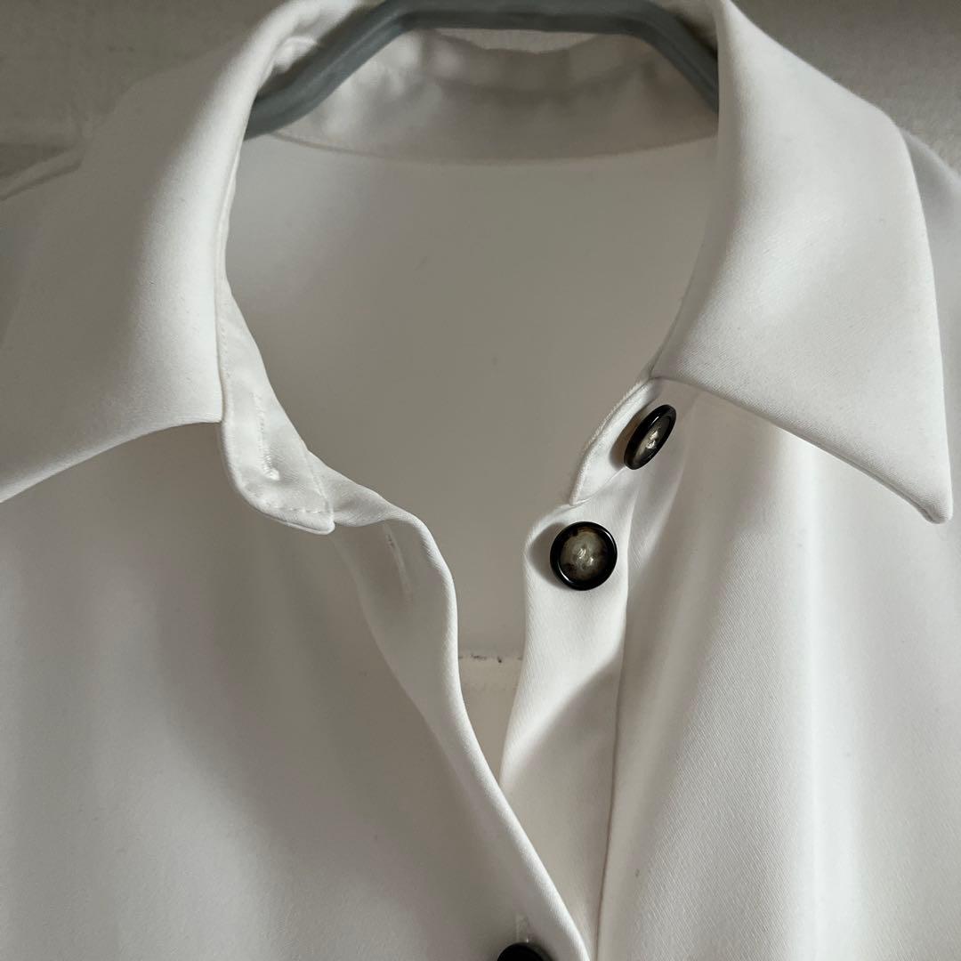 ENFOLD ドレープヘムシャツ ホワイト