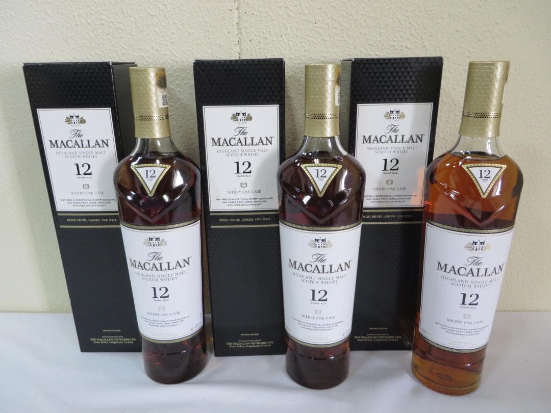 未開栓マッカラン12年 シェリーオークカスク700ml×3本セット箱付き