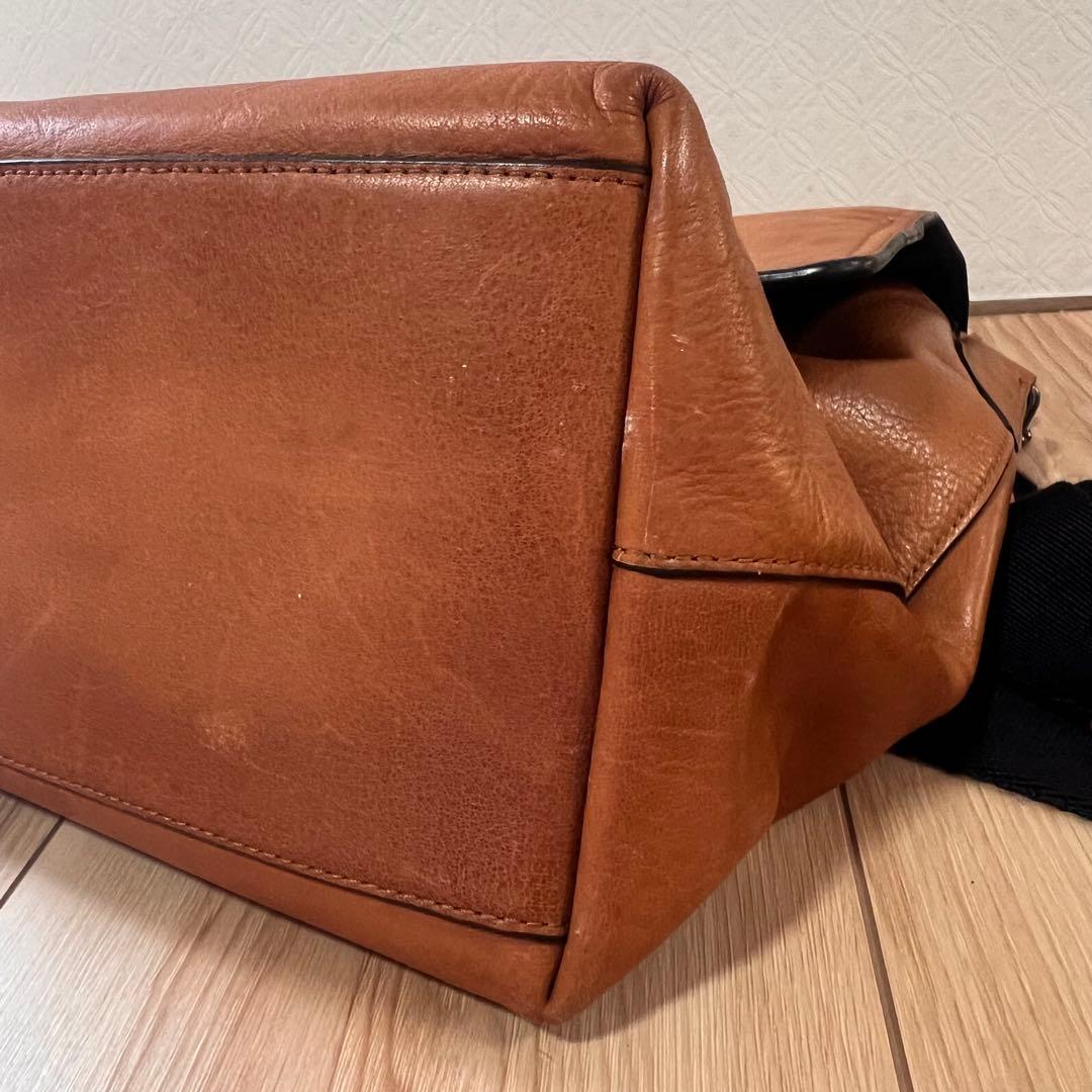 COACH コーチ レザーショルダーバッグ　A4 キャメルブラウン