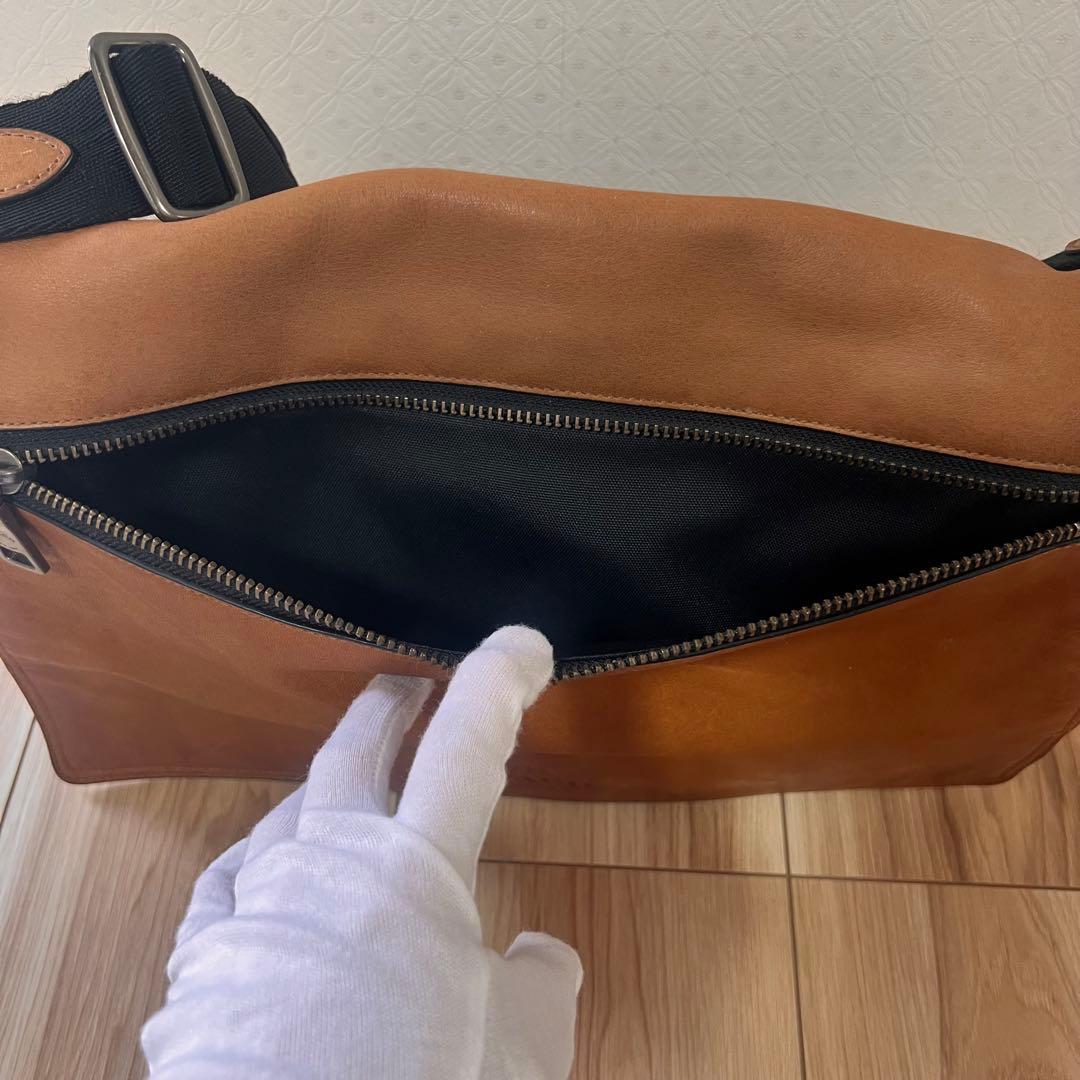 COACH コーチ レザーショルダーバッグ　A4 キャメルブラウン
