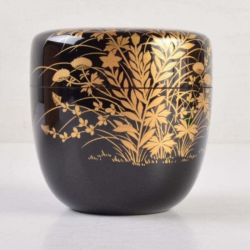 茶道具　漆匠　遠山哲山造　秋草蒔絵　大棗　共箱　C　9188