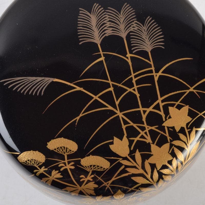 茶道具　漆匠　遠山哲山造　秋草蒔絵　大棗　共箱　C　9188