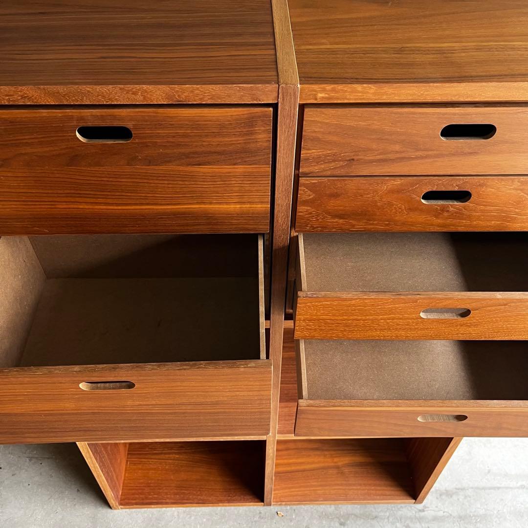 無印★スタッキングシェルフセット・３段×２列・ウォールナット材・チェスト２個付