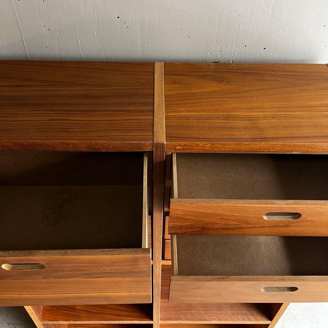 無印★スタッキングシェルフセット・３段×２列・ウォールナット材・チェスト２個付