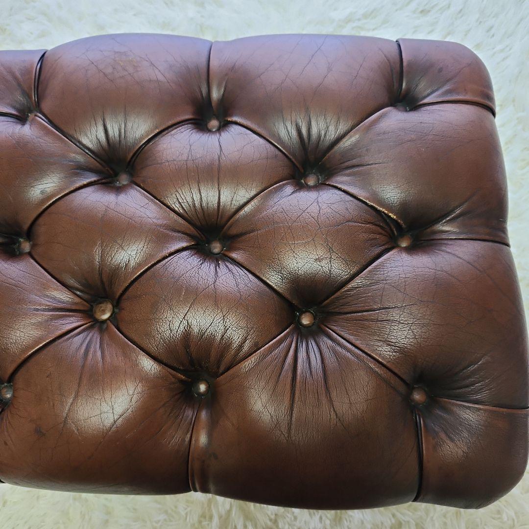 本革　 ブラウン　 オットマン　チェスターフィールド　イギリス　ヴィンテージ