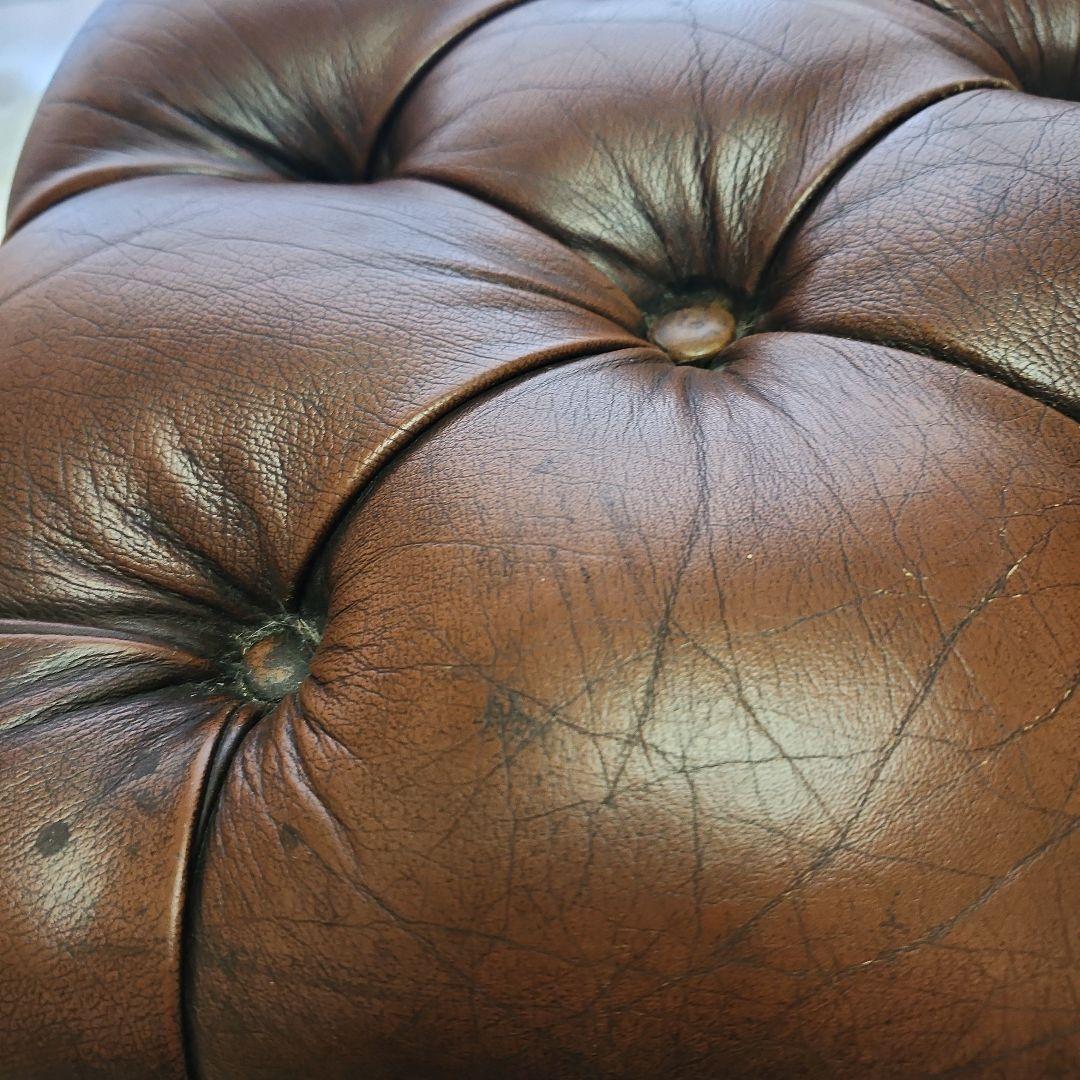 本革　 ブラウン　 オットマン　チェスターフィールド　イギリス　ヴィンテージ