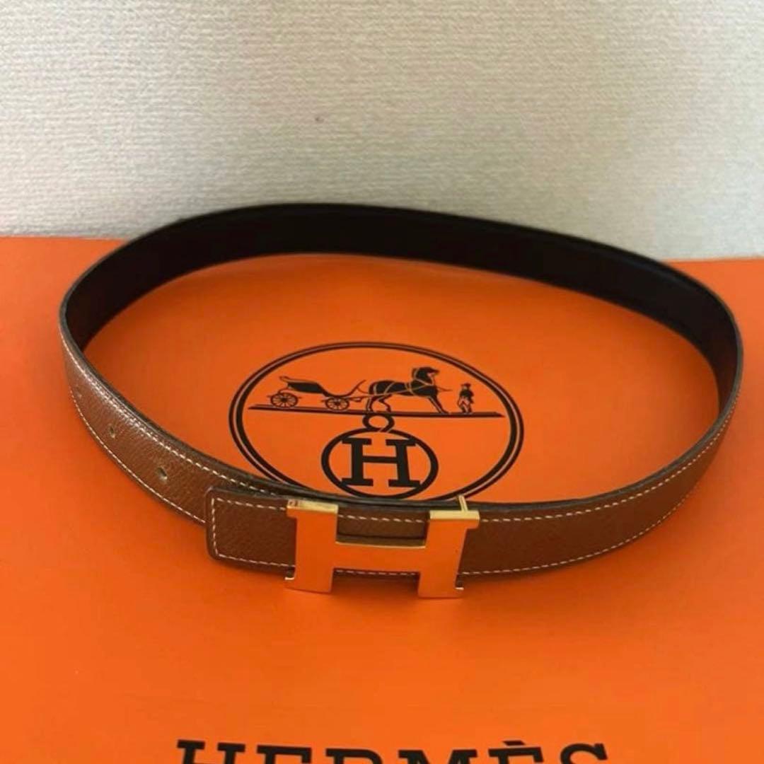 エルメス H ベルト □A ブラウン ブラック レディース