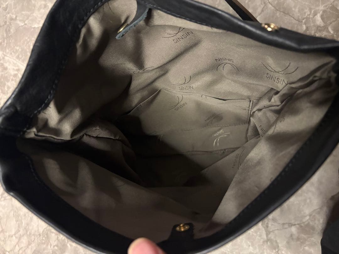 新進工房　パン屋の紙袋風バッグ　マルシェ(ブラック)