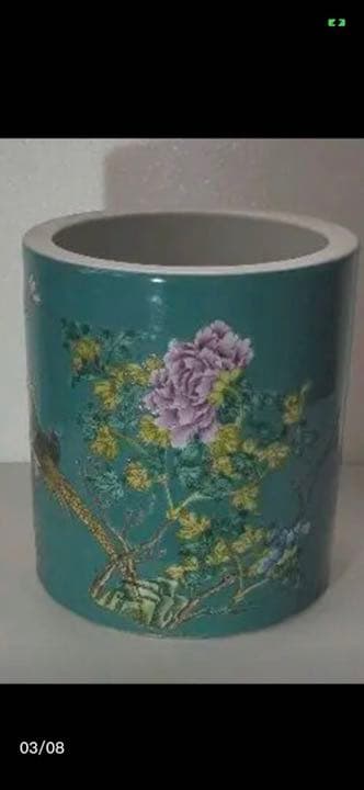 永慶長春底款 清時代 花鳥文 筆筒 中国古美術 收藏筆立て ！価格交渉承ります！