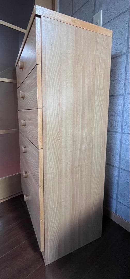 木製チェスト 5段 ナチュラルウッド 収納 タンス キャビネット