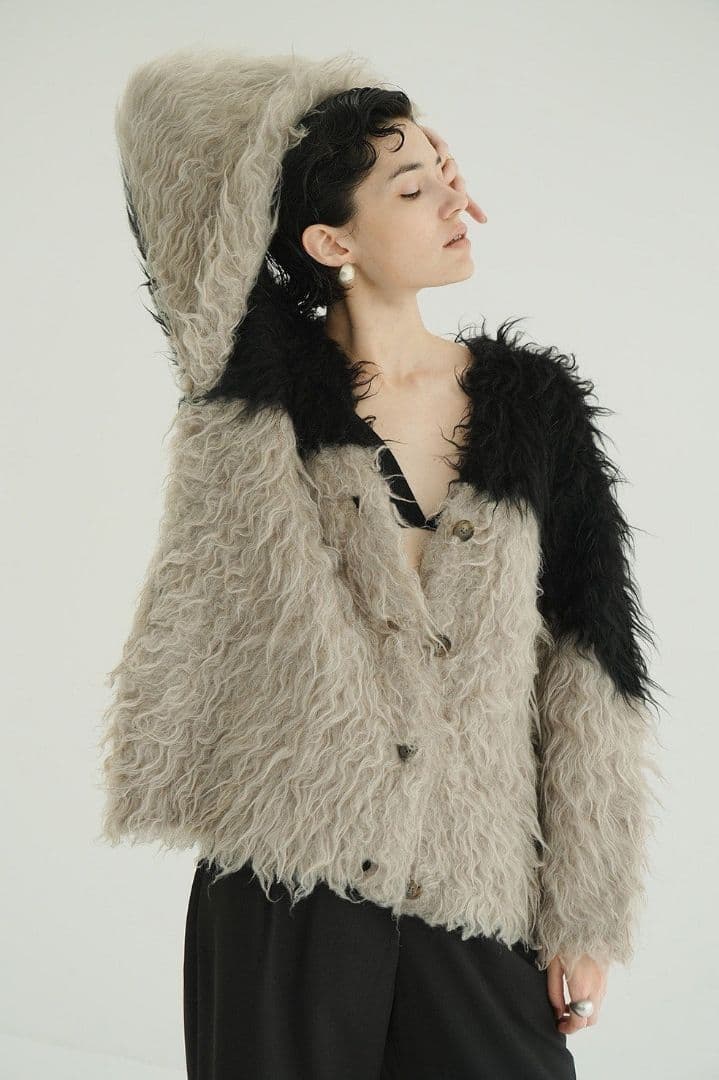 o*7様 最安値 CLANE BI COLOR SHAGGY KNIT CARD